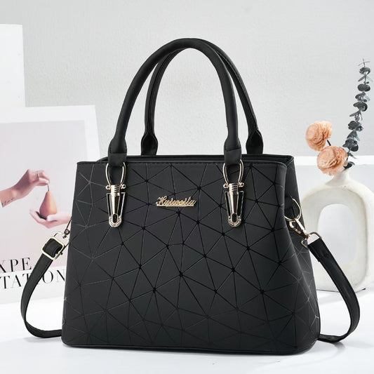 Fashion Women Structured Tote Bag, Geometric Line Printed Top Handle Handbag, Multi Way Carry Purse for All Seasons