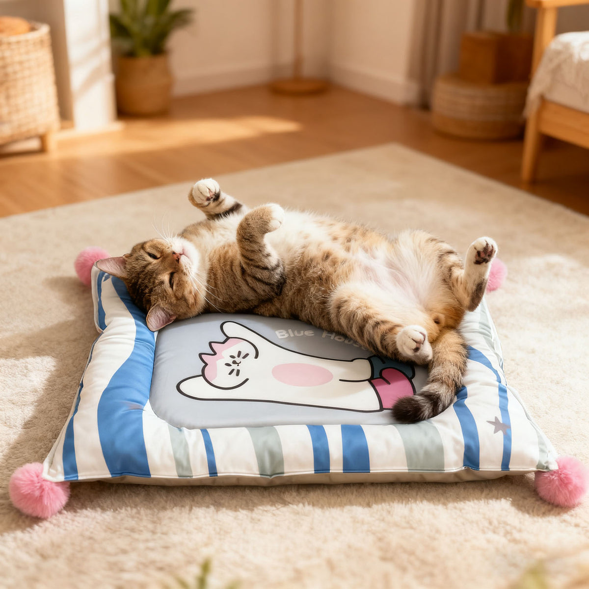 Plush Ball Decor Pet Cushion, Suitable for All Seasons