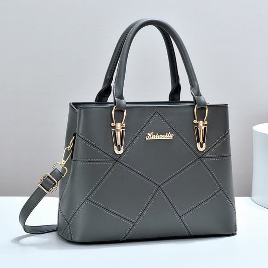 Elegant Ladies Handbags Geometric Patchwork Stitching Satchel Tote Bag Large Capacity Women Shoulder Crossbody Purse With Detachable Shoulder Strap For Office Daily Use