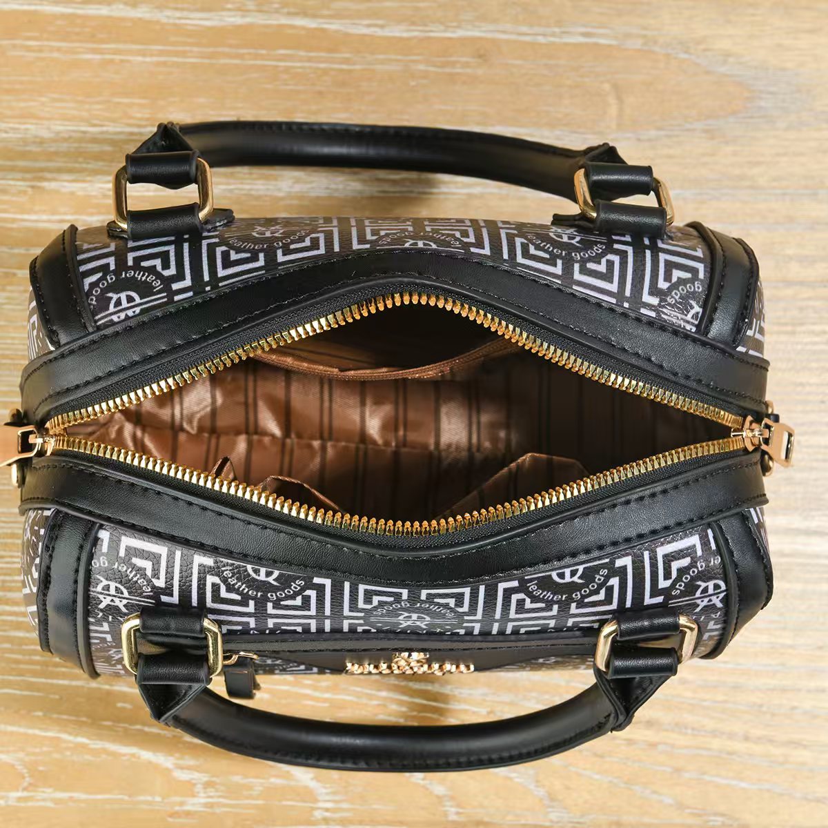Elegant Retro Monogram Print PU Leather Handbag for Women, Top Handle Satchel with Removable Shoulder Strap, Ideal Gift