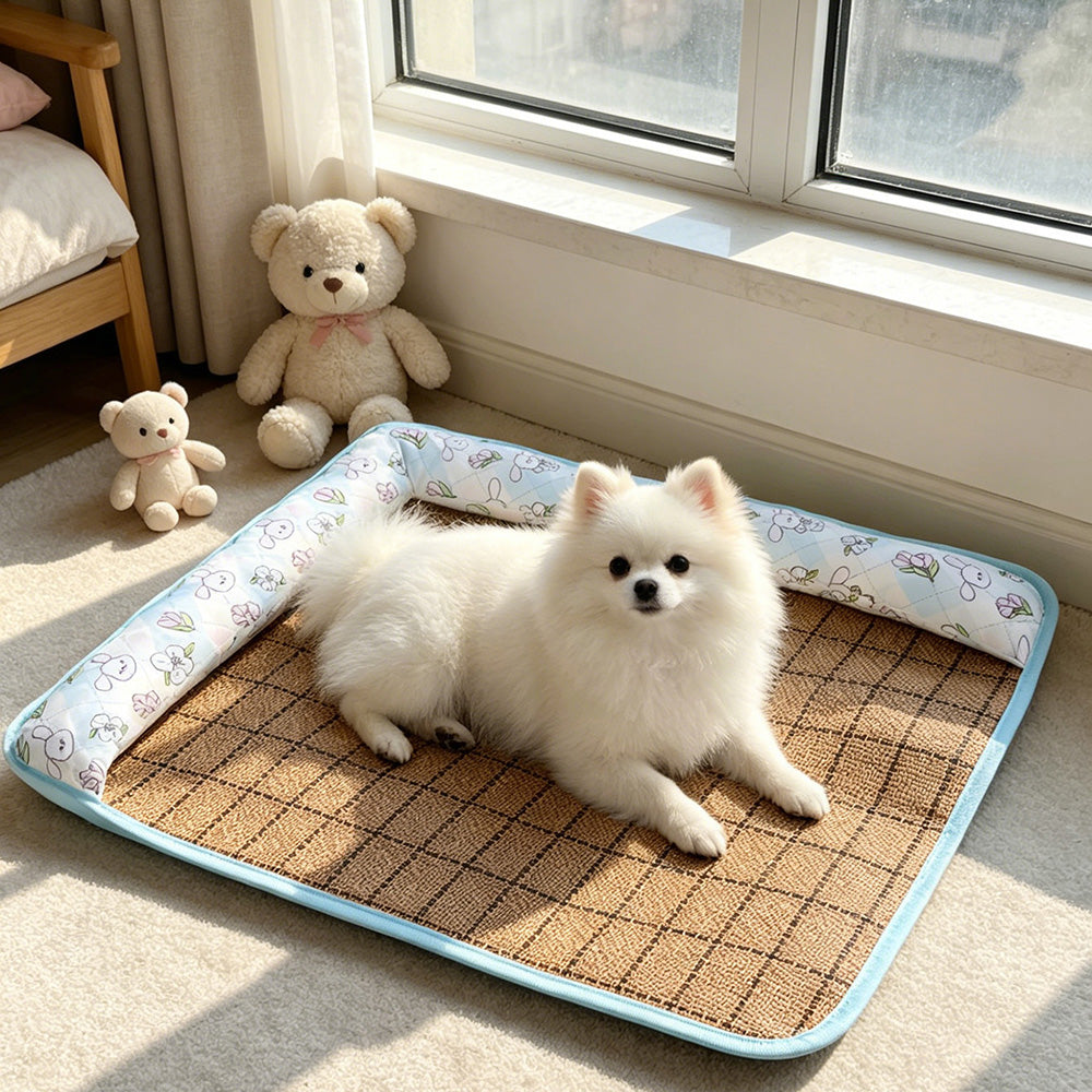 Naturally cooling! Ice rattan cooling mat for dogs, say goodbye to your furry friend's hot summer