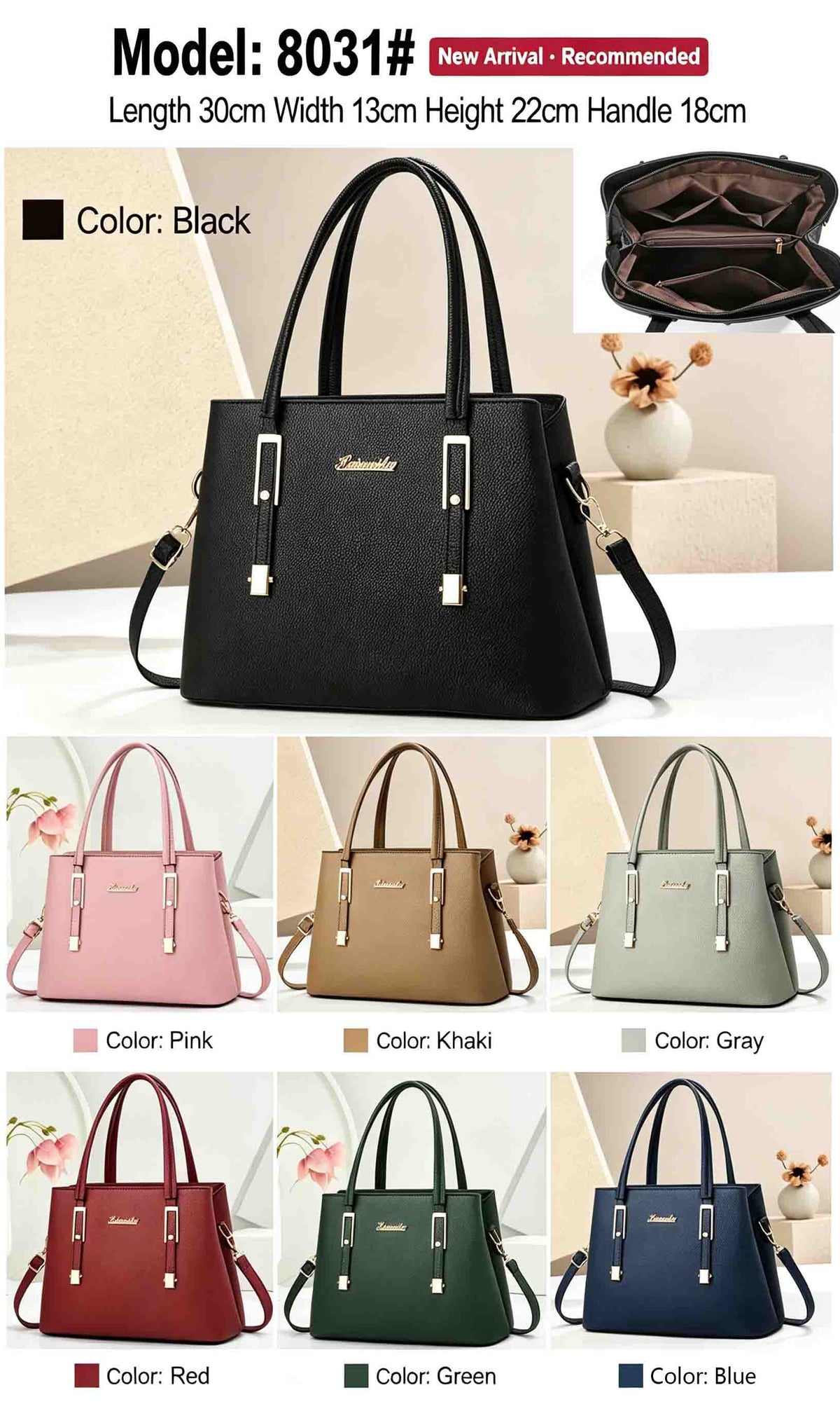 New Arrival Women PU Leather Top Handle Satchel Handbag, Large Capacity Multi-Pocket Crossbody Shoulder Purse, Elegant Ladies Work Tote Bag, 7 Colors