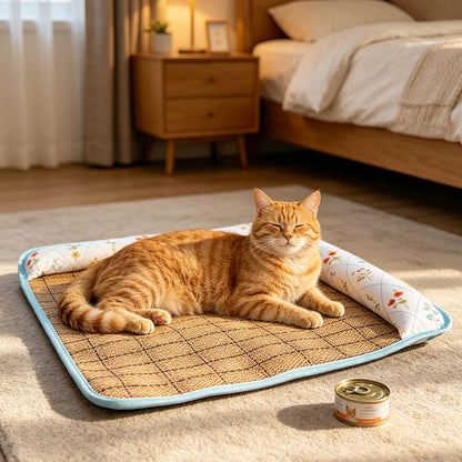 Naturally cooling! Ice rattan cooling mat for dogs, say goodbye to your furry friend's hot summer