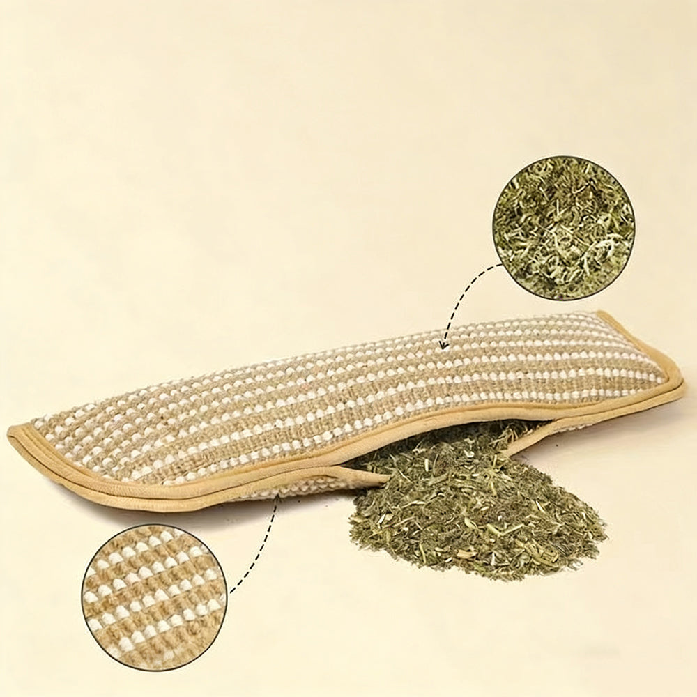 Natural Catnip-filled Chew Pillow, Wear-resistant Hemp-texture Cat Toy for Boredom Relief