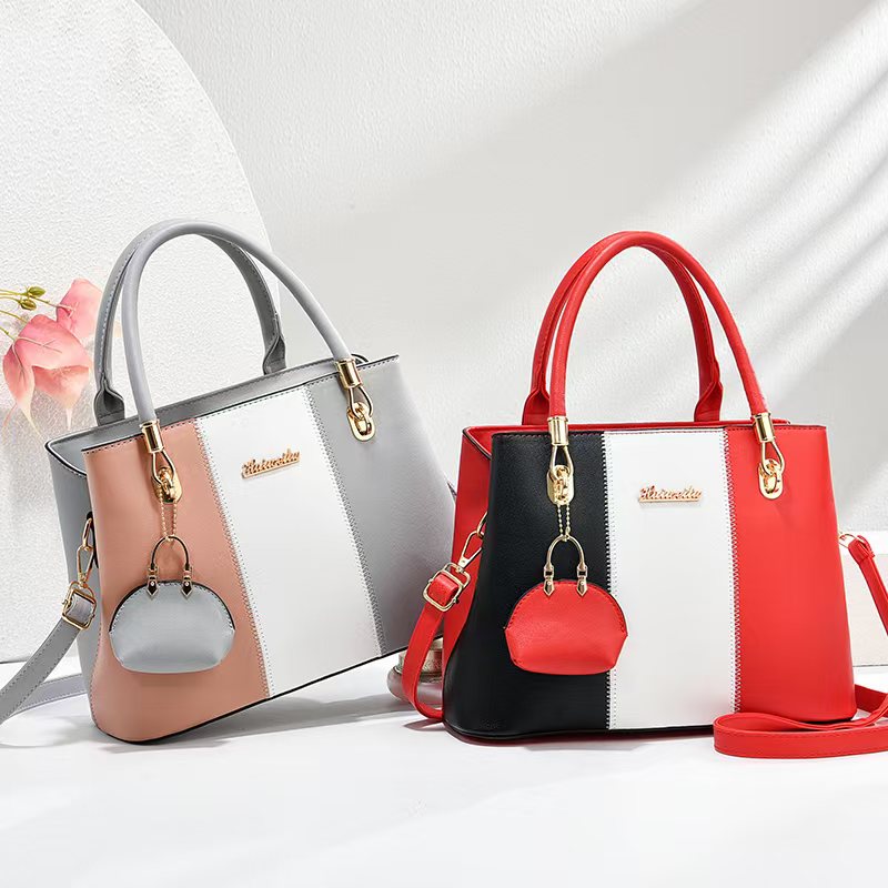 Women's fashionable, casual, versatile, large-capacity color-blocked bag; a great gift for mom or friends; shoulder/crossbody/handbag.