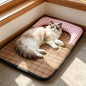 This checkerboard summer cat bed is so comfy for lying flat!