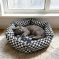 Black Square Hexagon Pet Bed, Soft Dog Cat Bed for All Seasons