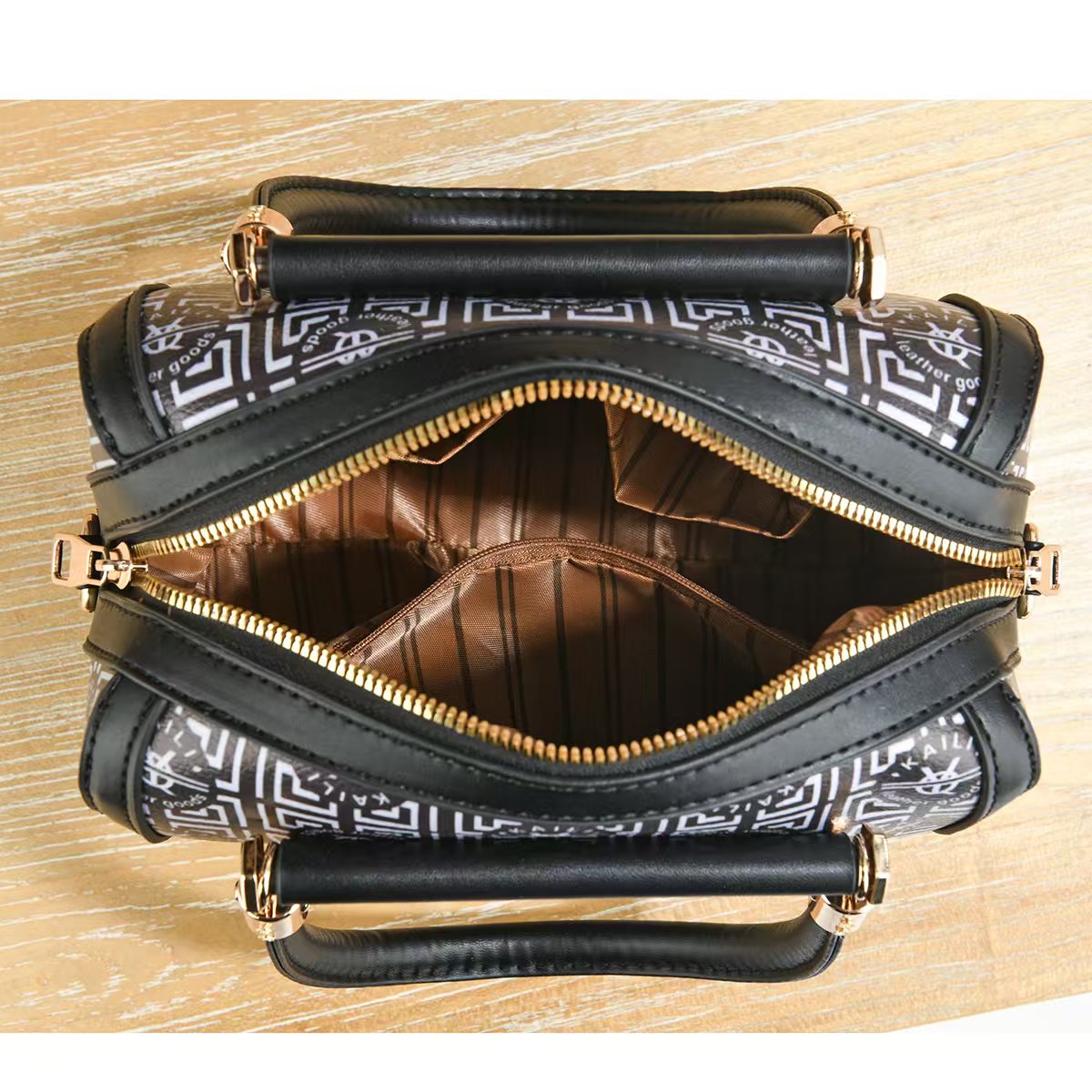 Elegant Retro Monogram Print PU Leather Handbag for Women, Top Handle Satchel with Removable Shoulder Strap, Ideal Gift