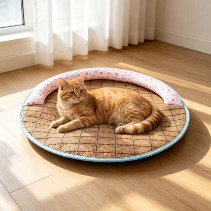 Round Pet Cooling Mat for Cats and Dogs, Summer Use