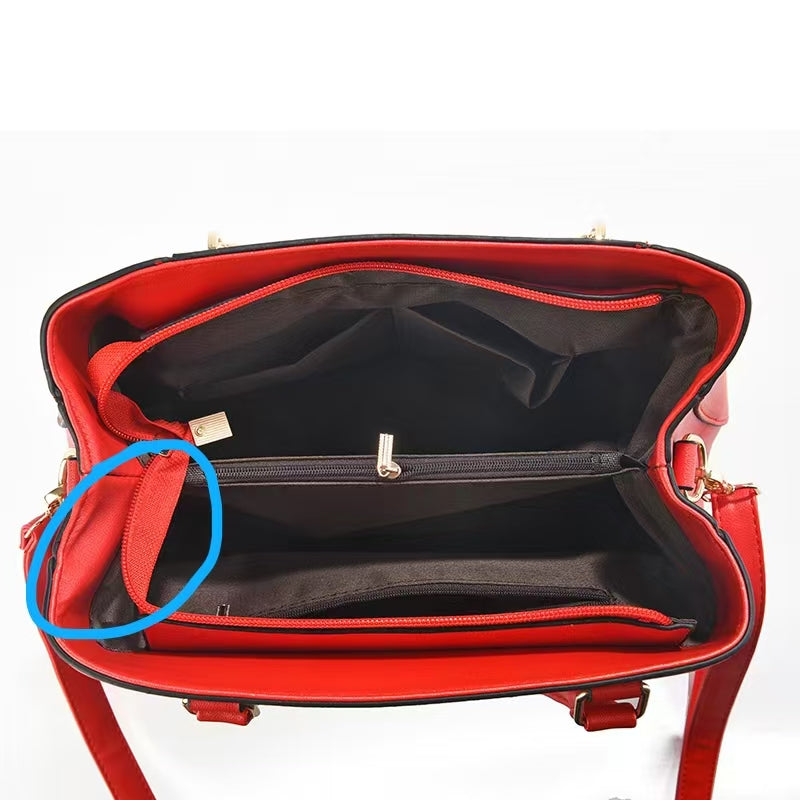 Women's Geometric Color-Block PU Leather Satchel Top Handle Tote with Detachable Crossbody Strap