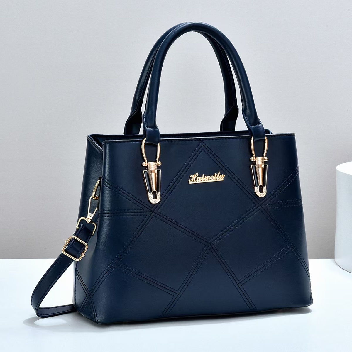 Elegant Ladies Handbags Geometric Patchwork Stitching Satchel Tote Bag Large Capacity Women Shoulder Crossbody Purse With Detachable Shoulder Strap For Office Daily Use