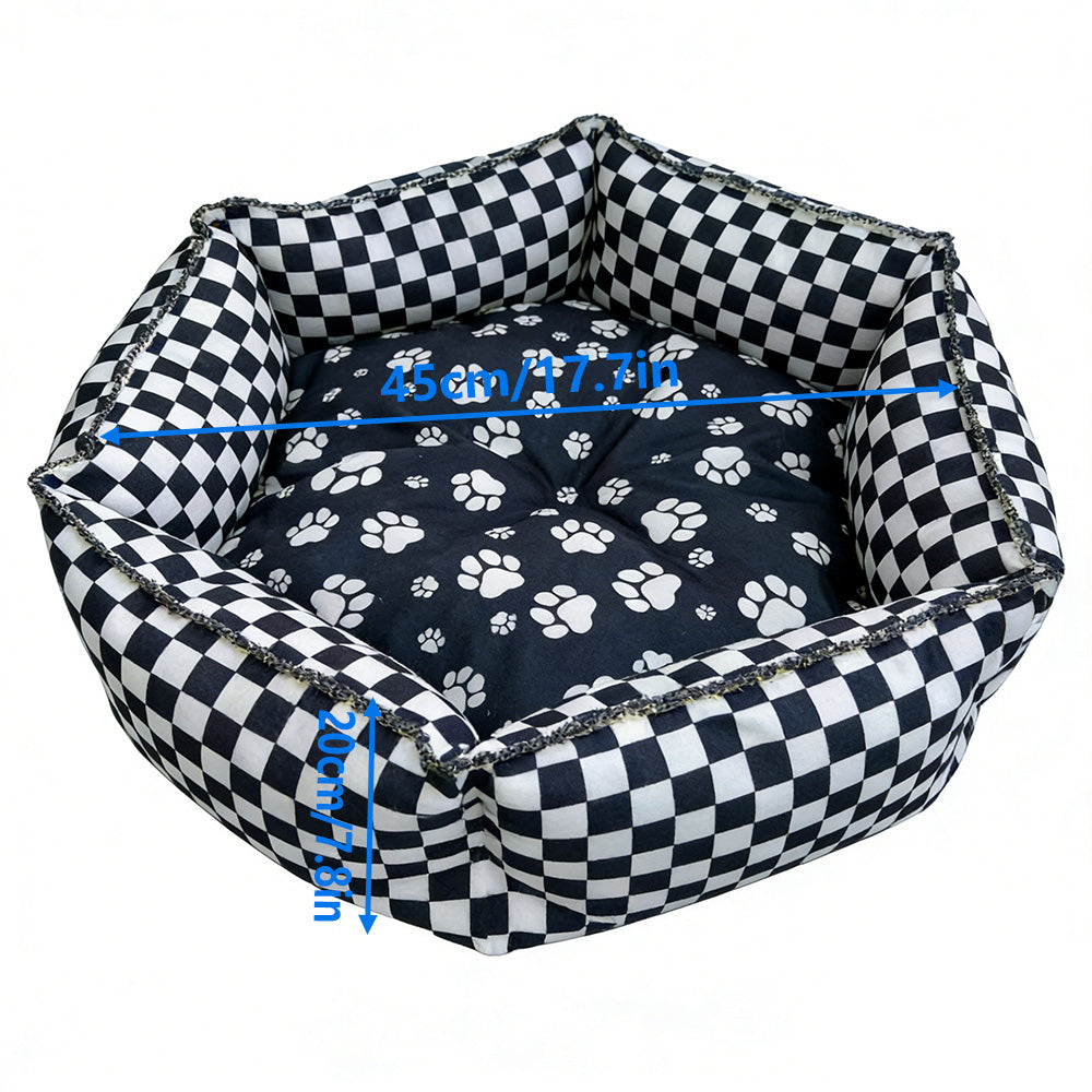 Black Square Hexagon Pet Bed, Soft Dog Cat Bed for All Seasons