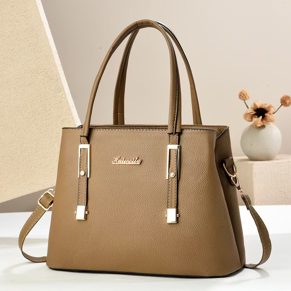 New Arrival Women PU Leather Top Handle Satchel Handbag, Large Capacity Multi-Pocket Crossbody Shoulder Purse, Elegant Ladies Work Tote Bag, 7 Colors